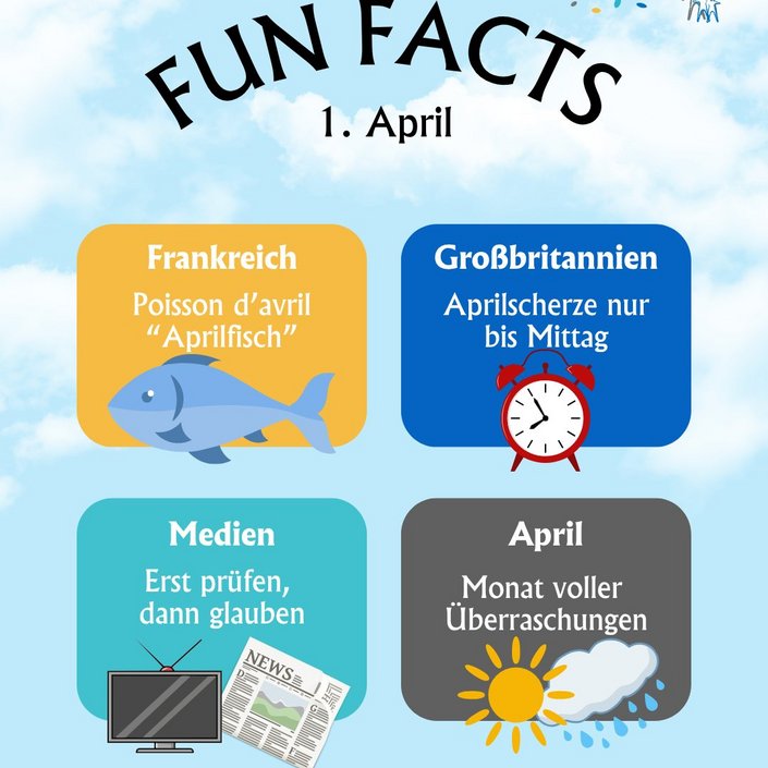 😄📅 𝐅𝐮𝐧 𝐅𝐚𝐜𝐭𝐬 𝐳𝐮𝐦 𝟏. 𝐀𝐩𝐫𝐢𝐥 – 𝐀𝐩𝐫𝐢𝐥𝐬𝐜𝐡𝐞𝐫𝐳-𝐓𝐚𝐠!
Heute ist der Tag, an dem man lieber zweimal nachfragt, bevor man „Echt... 😄📅 𝐅𝐮𝐧 𝐅𝐚𝐜𝐭𝐬 𝐳𝐮𝐦 𝟏. 𝐀𝐩𝐫𝐢𝐥 – 𝐀𝐩𝐫𝐢𝐥𝐬𝐜𝐡𝐞𝐫𝐳-𝐓𝐚𝐠!
Heute ist der Tag, an dem man lieber zweimal nachfragt, bevor man „Echt...